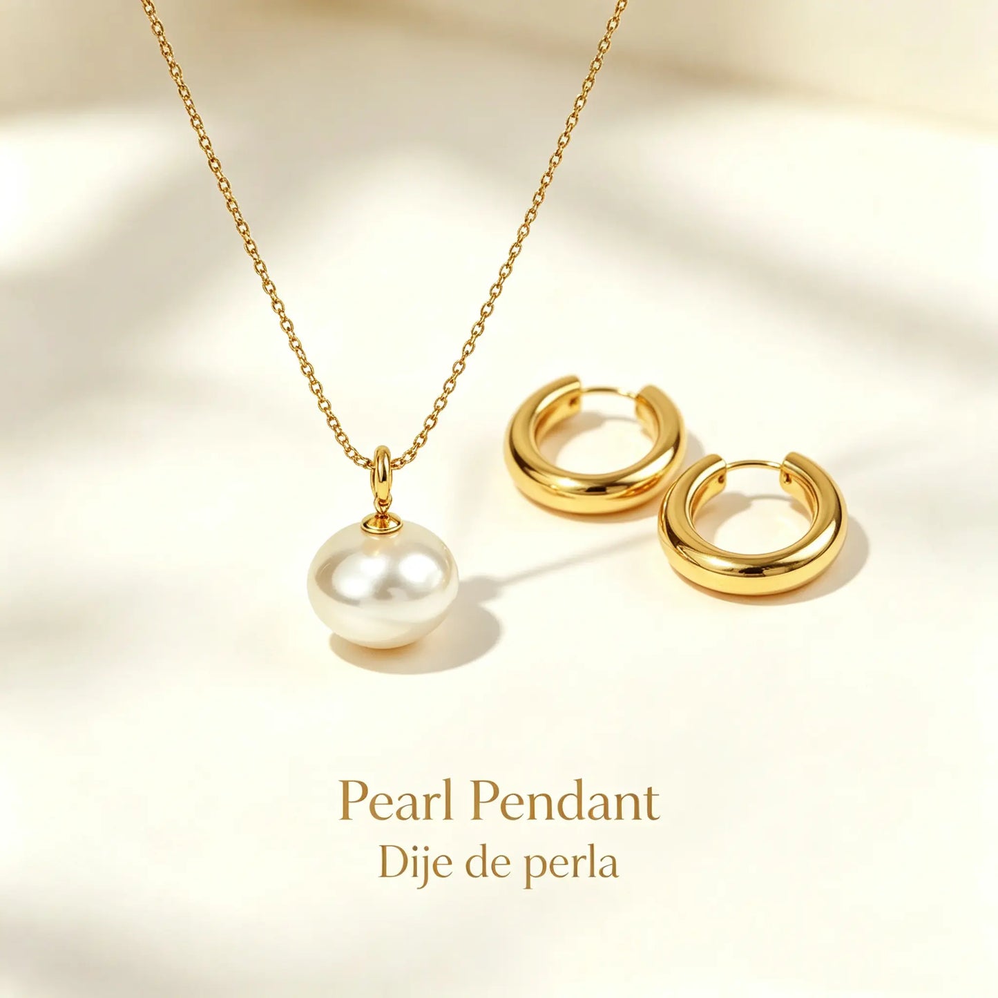 Gold Earrings for Women, Pearl Dangle Huggie Hoops in Waterproof Stainless Steel, Fashionable Office Lady Style for Daily Wear & Gifting, Post Hoop Earrings, High Quality Earrings