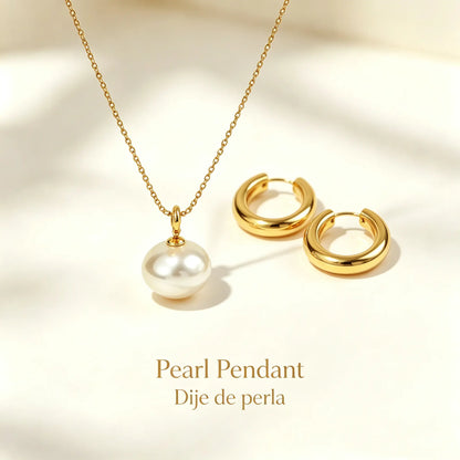 Gold Earrings for Women, Pearl Dangle Huggie Hoops in Waterproof Stainless Steel, Fashionable Office Lady Style for Daily Wear & Gifting, Post Hoop Earrings, High Quality Earrings