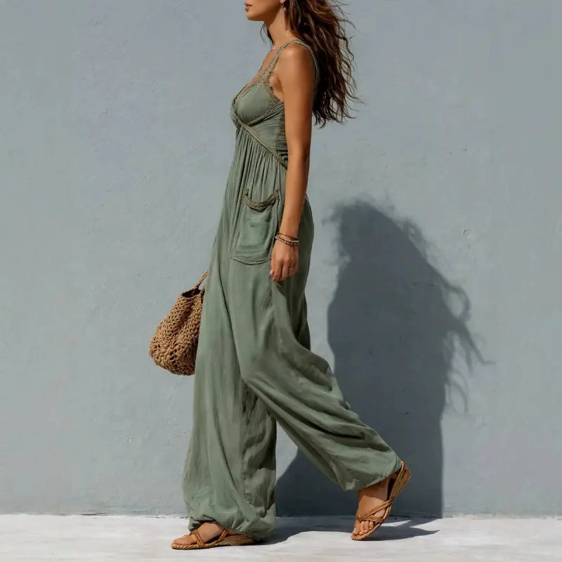 Women'S 1 Piece Jumpsuit, plus Size Solid Strapless Bandeau, Sleeveless Flowy Wide Leg for a Beach Holiday, One Piece Jumpsuits