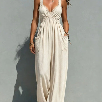 Women'S 1 Piece Jumpsuit, plus Size Solid Strapless Bandeau, Sleeveless Flowy Wide Leg for a Beach Holiday, One Piece Jumpsuits