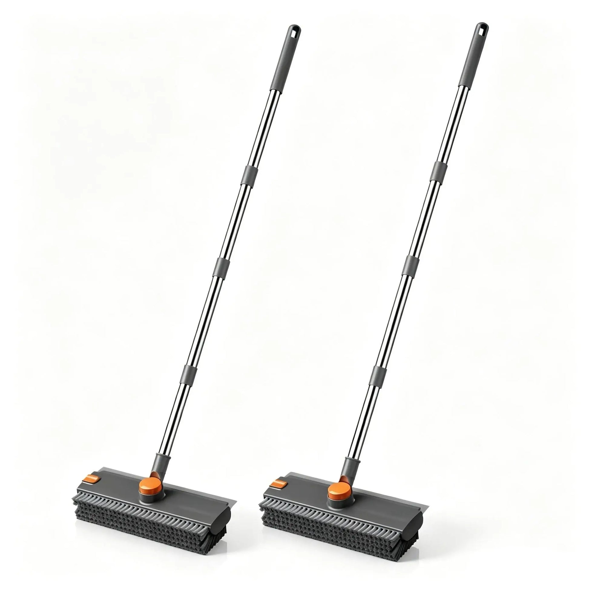3-In-1 Long Handled Floor Cleaning Brush, Sweep & Scrub Combo with Ergonomic Handle, Heavy Duty Household Tool for Tile, Bathtub, Shower, Baseboard & Hard-To-Reach Corners, Thick Bristles Remove Stains, Grime and Mold Quickly