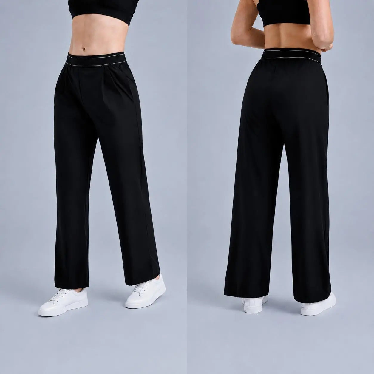 Women'S Elastic High-Waisted Wide Leg Pants - American Retro Loose Straight Lightweight Quick-Dry Breathable Casual Everyday Chic Bottoms 2026 New Casual Sports Trousers High-Quality Fabric Oner Active Soft Motion