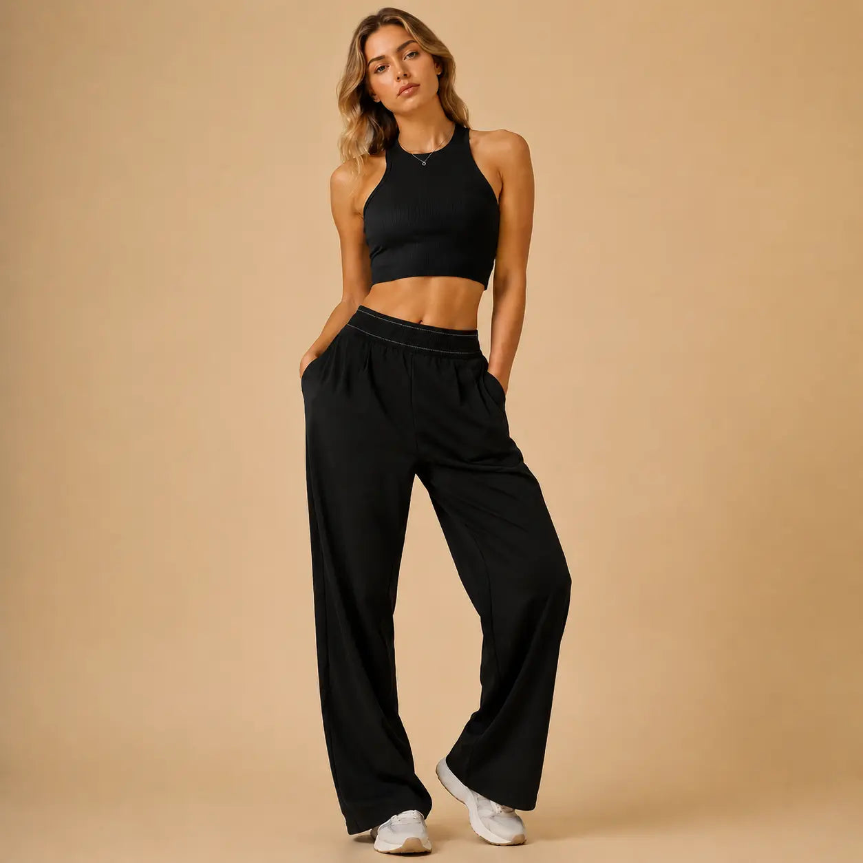Women'S Elastic High-Waisted Wide Leg Pants - American Retro Loose Straight Lightweight Quick-Dry Breathable Casual Everyday Chic Bottoms 2026 New Casual Sports Trousers High-Quality Fabric Oner Active Soft Motion