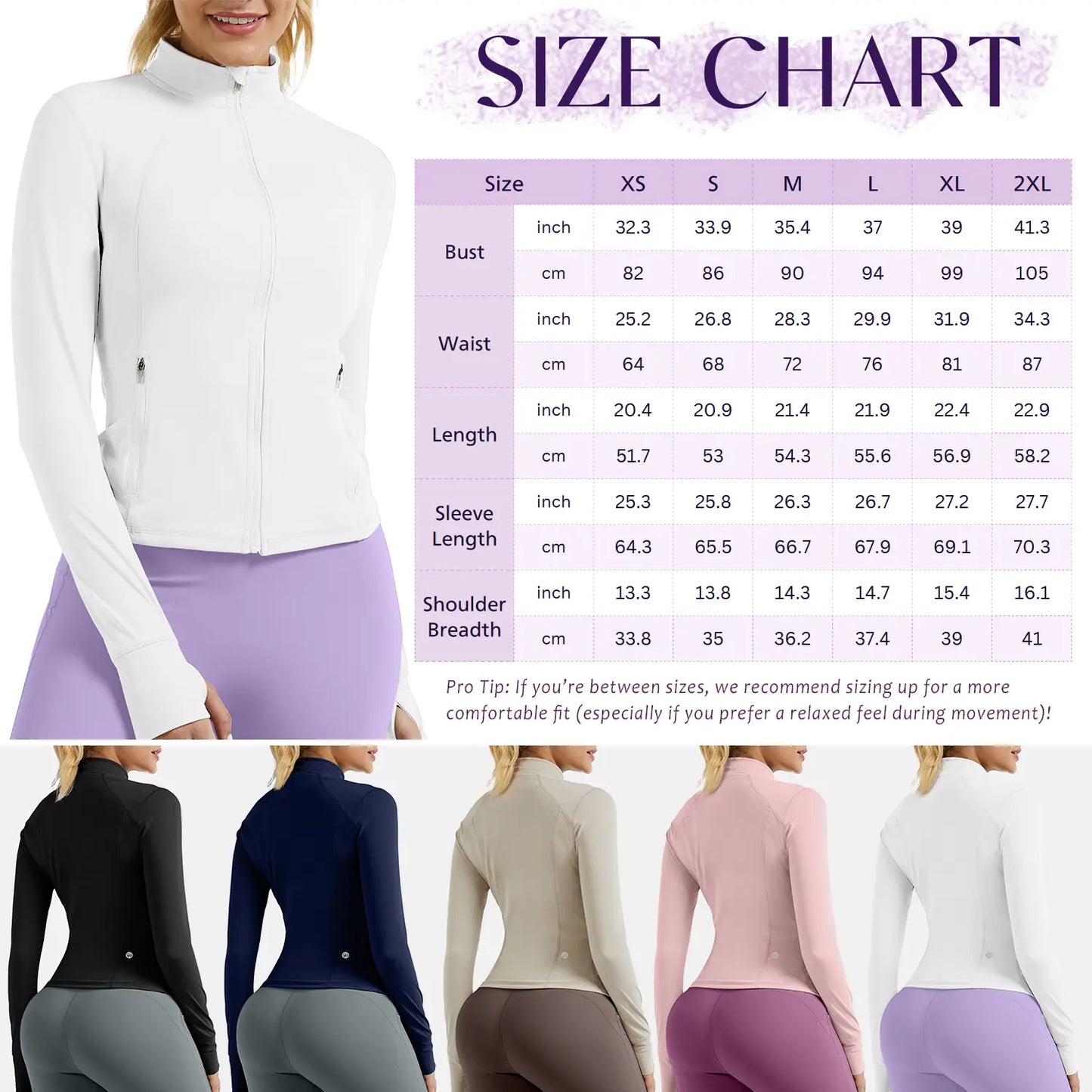 RIOJOY Women'S Basic Long Sleeve BBL Jacket - Spandex Fabric, Lightweight Stand-Up Collar, Full Zipper, Thumb Holes, Pockets, Quick Dry, Breathable, Slim Fit Reflective Outwear for Workout, Longsleeves, Coats, Gym Clothes Women