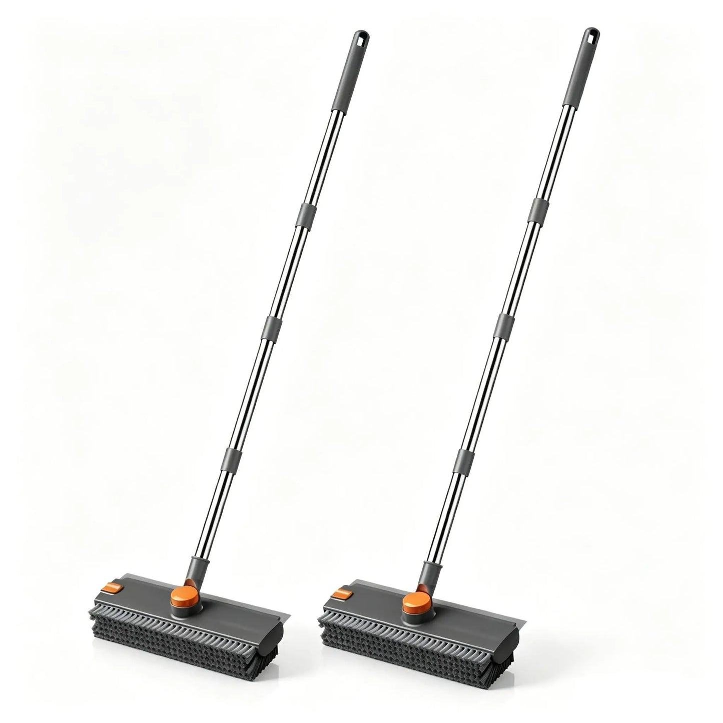3-In-1 Long Handled Floor Cleaning Brush, Sweep & Scrub Combo with Ergonomic Handle, Heavy Duty Household Tool for Tile, Bathtub, Shower, Baseboard & Hard-To-Reach Corners, Thick Bristles Remove Stains, Grime and Mold Quickly