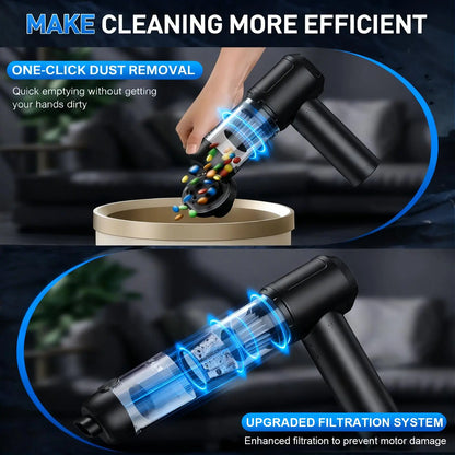 Car Vacuum Portable Cordless, 16000Pa 2 in 1 Vacuum Cleaner&Air Duster, High Power Brushless Motor Handheld Vacuum Cordless with 6000Mah Battery, Multi-Nozzles for Car, Home, Office, Pet