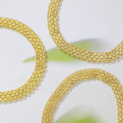 18K Gold Plated Wide Mesh Chain Bracelet for Women, 8.07 Inch Braided Weave Link Bracelet with Lobster Clasp, Dainty Non-Tarnish Gold Jewelry Gift for Daily Wear