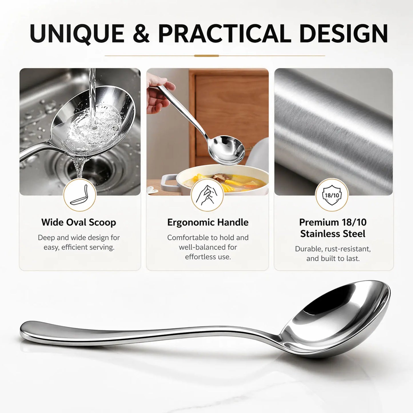 Summerwins 4/8 Pcs Stainless Steel Soup Spoon Set