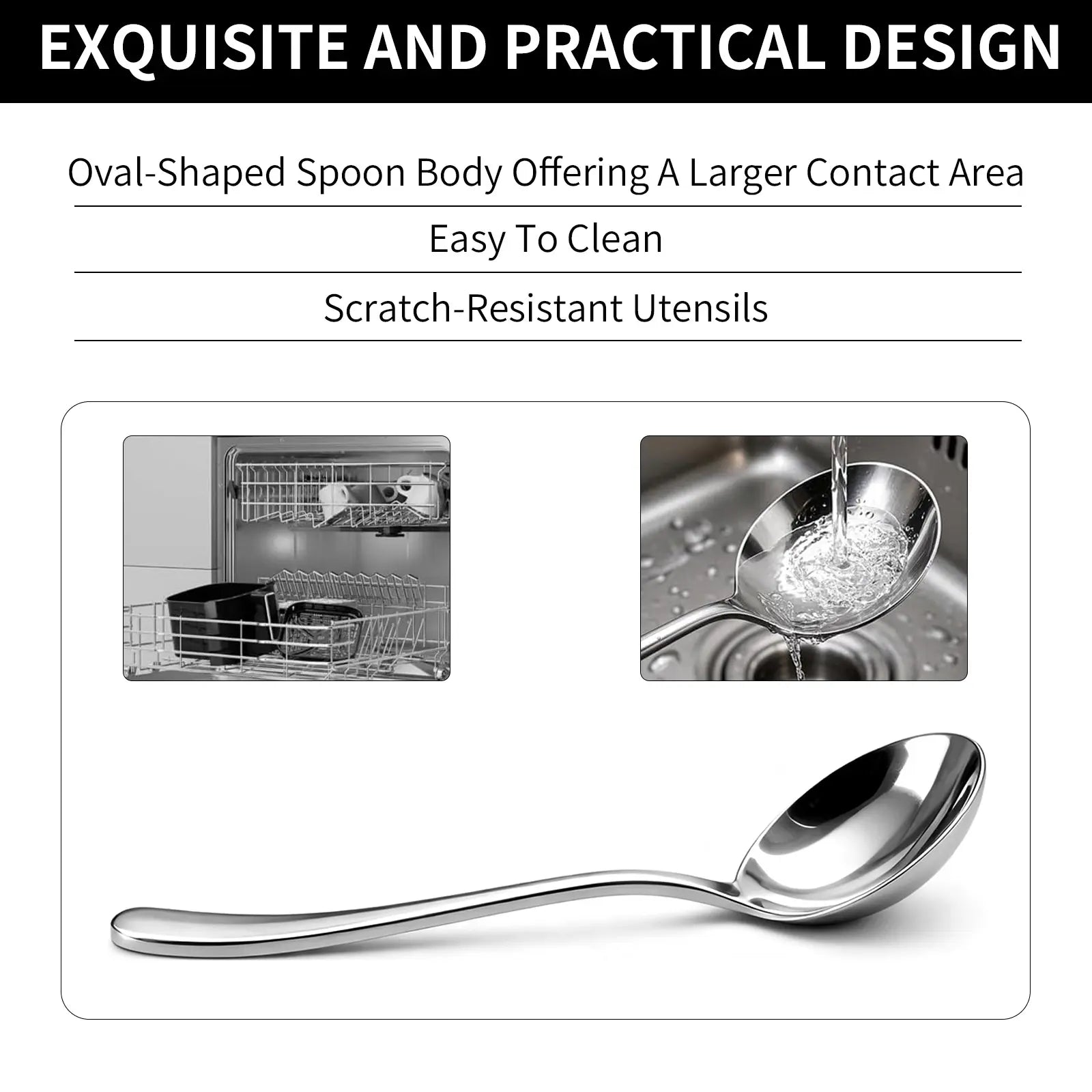 Summerwins 4/8 Pcs Stainless Steel Soup Spoon Set