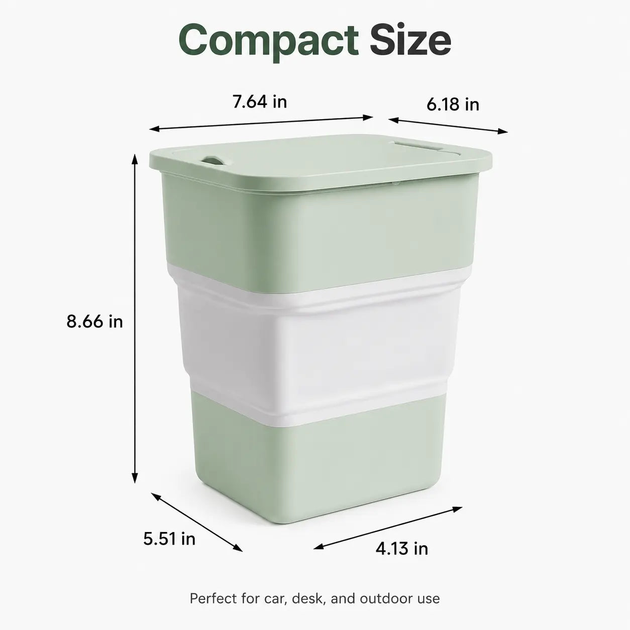 Foldable Car Trash Bin with Lid, Leak-Proof Collapsible Garbage Can, Compact Space-Saving Vehicle Wastebasket for Front or Back Seat, Easy-Clean Portable Storage Bin for Car, Camping, Office & Home