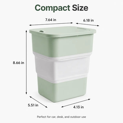 Foldable Car Trash Bin with Lid, Leak-Proof Collapsible Garbage Can, Compact Space-Saving Vehicle Wastebasket for Front or Back Seat, Easy-Clean Portable Storage Bin for Car, Camping, Office & Home