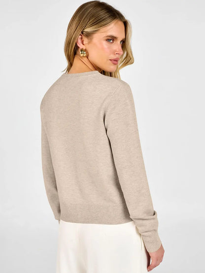 ANRABESS Women'S Cropped Cardigan Sweater | Lightweight Cozy Knit, Long Sleeve Crew Neck Button Down, Cute Versatile Tops for Business Casual Work, Travel, Spring Fall