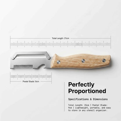 21Cm Extended Long Handle Vegetable Peeler, 9Cm Sharp Stainless Steel Blade, Multi-Function Fruit Peeler with Wooden Handle, Kitchen Gadget for Potatoes, Apples & Veggies