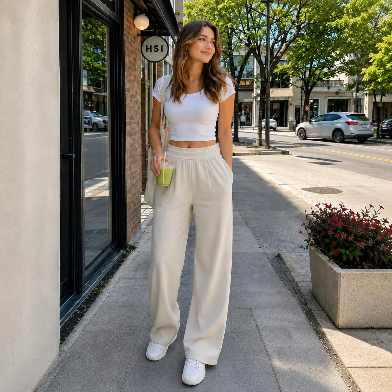 Women'S Elastic High-Waisted Wide Leg Pants - American Retro Loose Straight Lightweight Quick-Dry Breathable Casual Everyday Chic Bottoms 2026 New Casual Sports Trousers High-Quality Fabric Oner Active Soft Motion