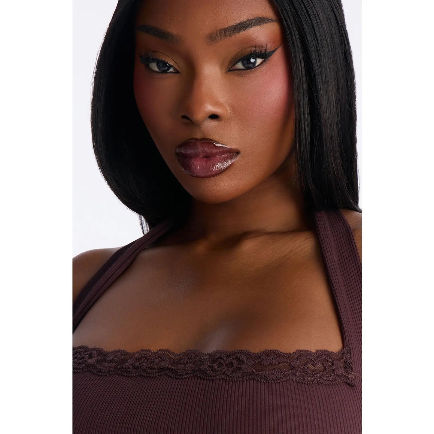 Mallory Halter Snatched Midi Dress - Chocolate