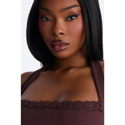 Mallory Halter Snatched Midi Dress - Chocolate