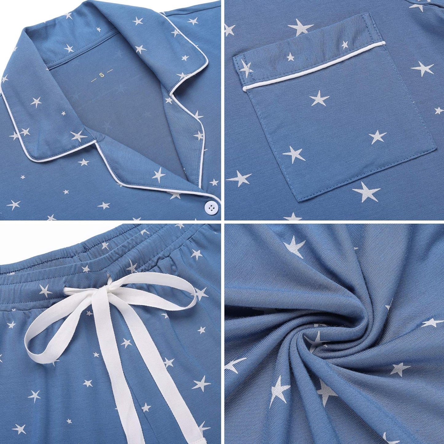 Womens Pajamas Set Short Sleeve Button down Sleepwear 2 Piece Pjs | Lounge Set,Side Pockets,Soft Stretchy,Sleep,Bridesmaid,Wedding Party,Honeymoon,Vacation,Maternity,Postpartum,Xmas,All Seasons