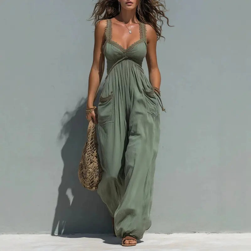 Women'S 1 Piece Jumpsuit, plus Size Solid Strapless Bandeau, Sleeveless Flowy Wide Leg for a Beach Holiday, One Piece Jumpsuits